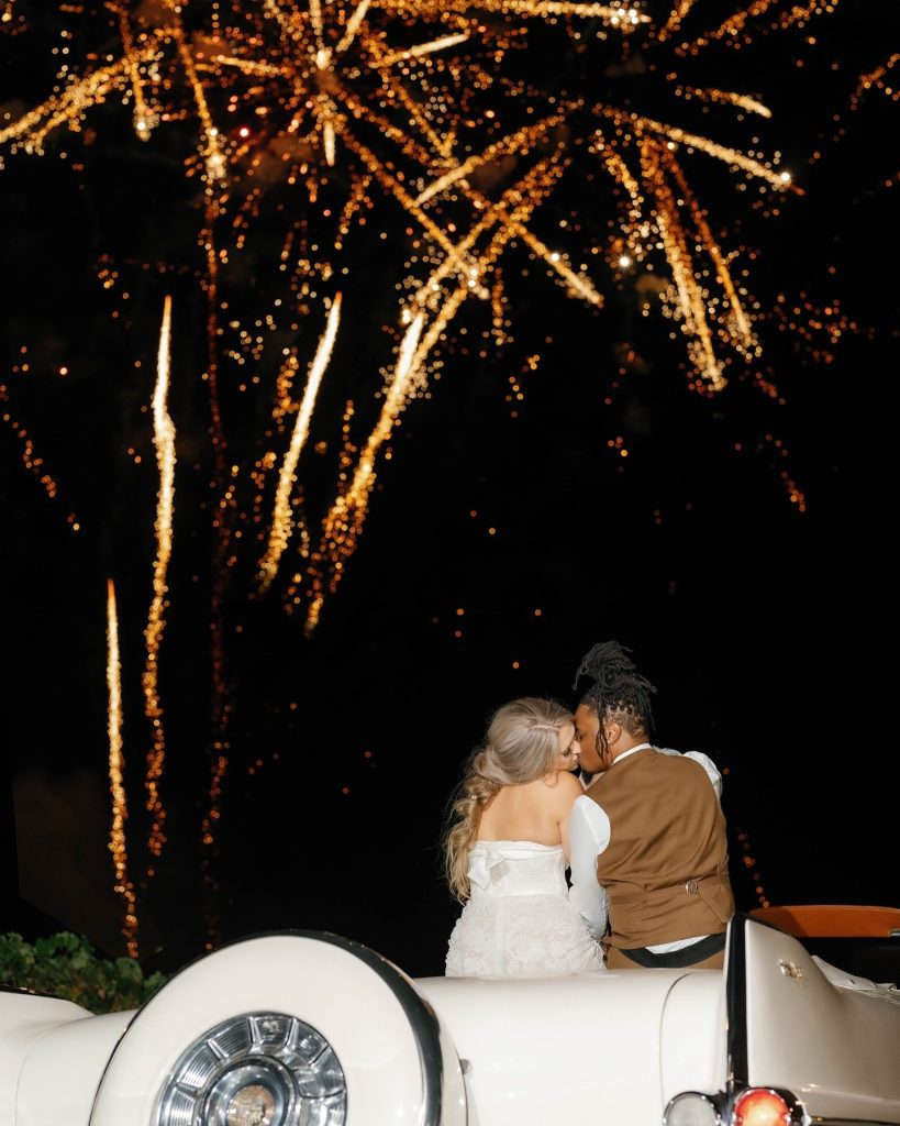 ⁠Nothing says celebration like fireworks!✨ celestialdisplaystx⁠ lit up the night sky for Shonn & Korey’s send-off! 🎆 •⁠ •⁠ Wed